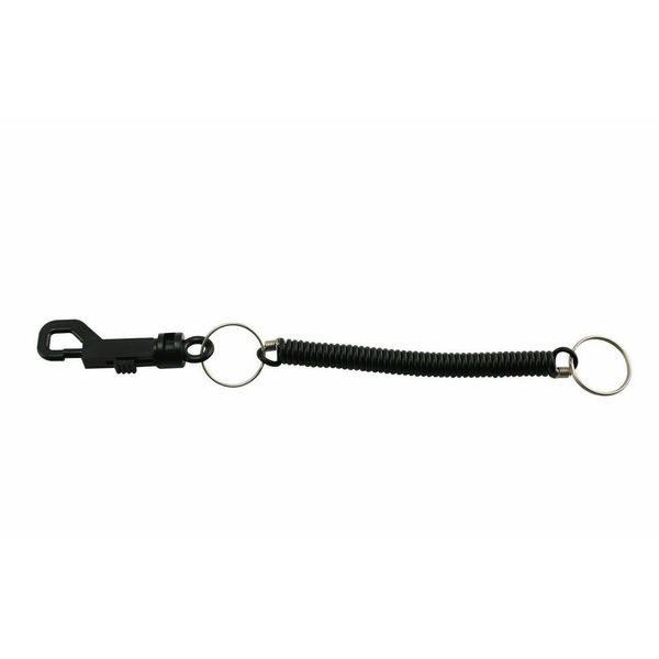 HoitoDeals Black Retractable Spiral Clip On Ring Stretchy Elastic Coil Spring Keyring Key Chain (1Pcs)