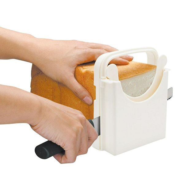 Jiakalamo Bread Slicer, Toast Cutter With Cutting Guide Adjustable Sandwich Maker Manual Loaf Cutter Machine Foldable Toast Slicer for Homemade Bread