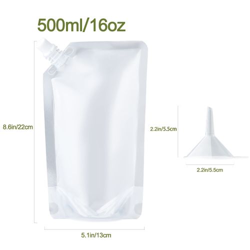Reusable Cruise Flask Pouches Kit Plastic Flasks Bags for Travel,Outdoor Sports (16OZ-6PCS+Funnel kit)