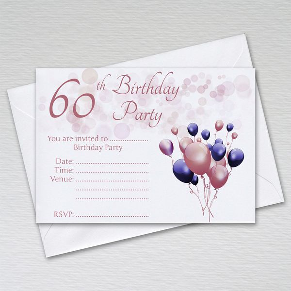 Pack of 60th Birthday Party Invitations with Envelopes: Rosegold Sixtieth Invites for Female/Girls Birthday Parties (Pack of 50 Rosegold with Envelopes)