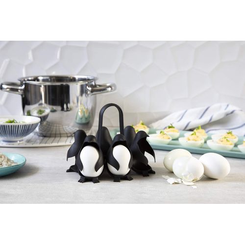 Peleg Design Egguins 3-in-1 Cook, Store and Serve Egg Holder, Penguin-Shaped Boiled Egg Cooker for Making Soft or Hard Boiled Eggs, Eggies, Holds 6 Eggs for Easy Cooking and Fridge Storage