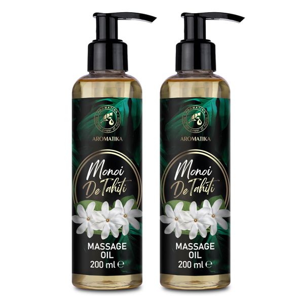 Massage Oil Monoi de Tahiti 2x200 ml - Body Oil with Coconut - Jojoba - Almond - Grapeseed - Peach Kernel Oils & Gardenia Flowers Extract - Oil for Massage - Oil Therapy