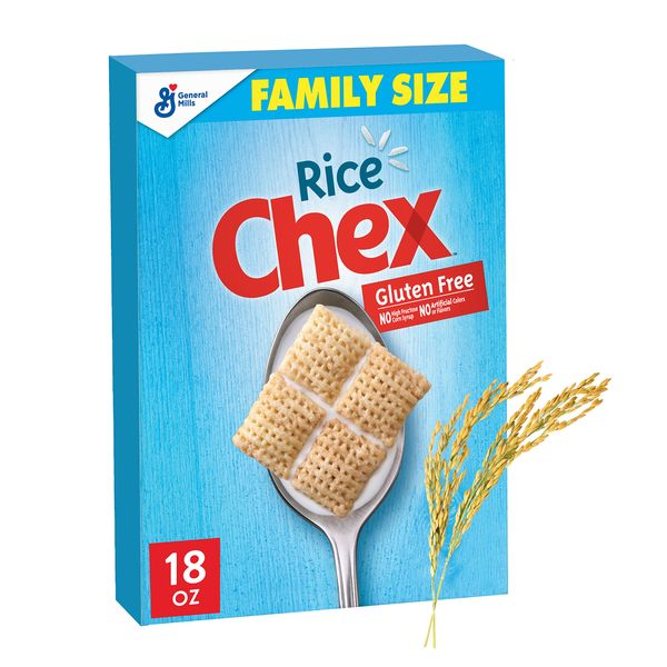 Chex Rice Gluten-Free Breakfast Cereal, Family Size, 18 oz. (Pack of 8)