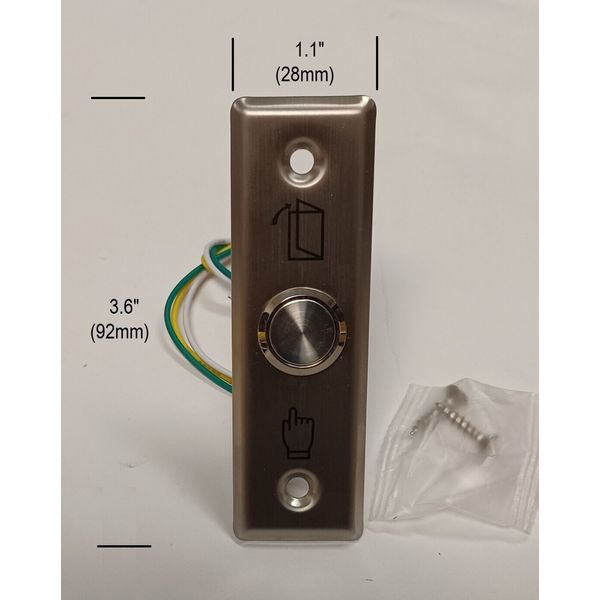 Mini Door Release Exit Button, NO/NC Momentary, Stainless Steel, New.