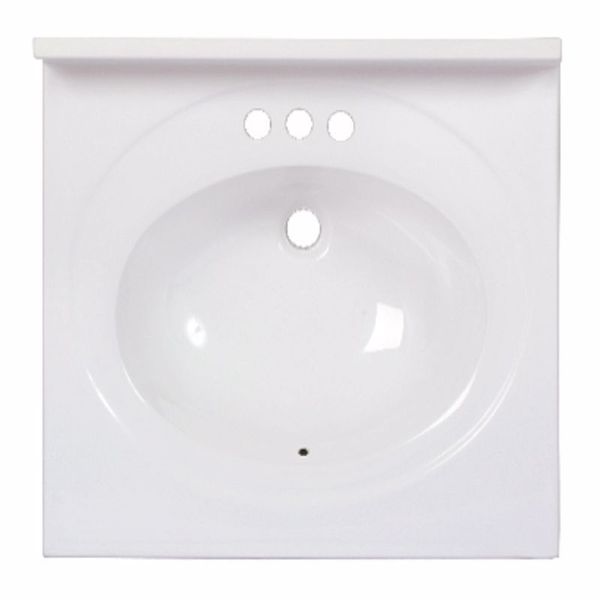 AR Star Drive A222510113C1-3 White Marble Bathroom Sink 25 W x 22 D in.