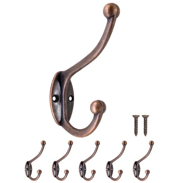 Fuxxer® 5 x Classic Coat Hooks Towel Hooks Coat Hooks Copper Design