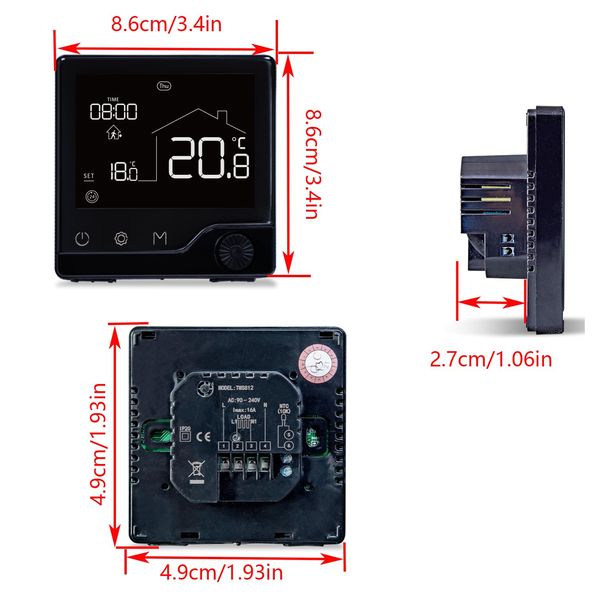 Digital Proframmable Thermostat Electric Heating Temperature Controller Smart Underfloor Floor Heating Thermostat Black