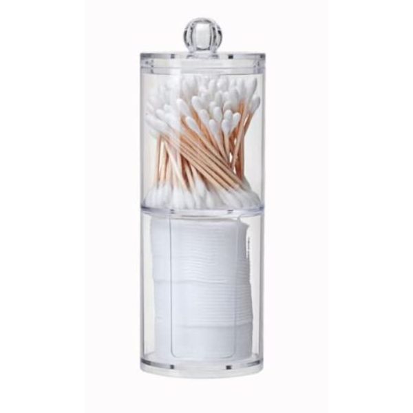 Buy-Simplicity® Cotton Wool Balls Holder Cotton Buds Cotton Pad Storage Box | Lipstick Dressing Table Cosmetic Acrylic Organiser | Bathroom Storage Jar