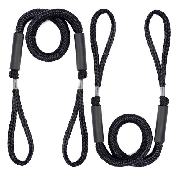 Arola Bungee Dock Line Festmacher Seil für Boote Dock-Leine Bungee-Dock-Leinen Bungee-Schnüre Kajak Bootsankerzubehör Strecken 2 Pack (Schwarz)