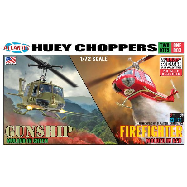 ATLANTIS TOY & HOBBY Plastic Model KIT Helicopter, Green,Red