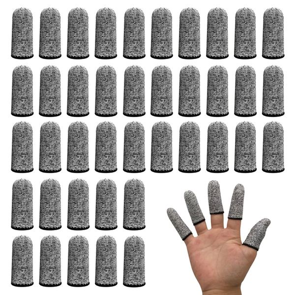 TSHAOUN 40 Pcs Finger Cots Finger Protectors, Anti Cutting Finger Cover Reusable Anti-Slip Finger Sleeve, Cut Resistant Protection for Garden, Kitchen, Work, Sculpture,Agricultural Affairs (Grey)