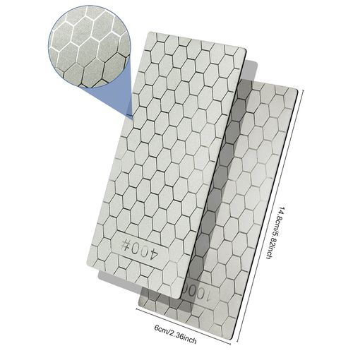 2PCS Diamond Sharpening Stone, Kalolary Knife Sharpener Stone Whetstone Honeycomb Surface Diamond Sharpener Plate with Non-slip Pad for Pocket Knives Scissors, Outdoor Kitchen Tools (400/1000 Grit)