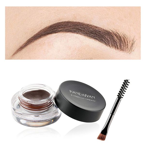 Eyebrow Cream, Waterproof Eyebrow Gel Long Lasting Brow Pomade with Brush, Natural Versatile Tinted Brow Gel Creates Natural Looking Brows for Holiday Parties Makeup (2#Dark brown)