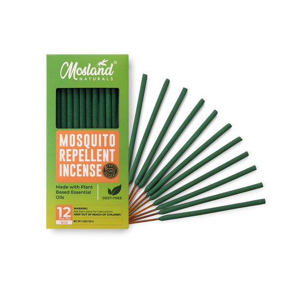 Mosland Naturals Mosquito Repellent Incense Sticks, 12 Large Citronella Incense Sticks Bug Repellent Incense Stick for Outdoor, Camping Mosquito Repellent 3 Hours Protect