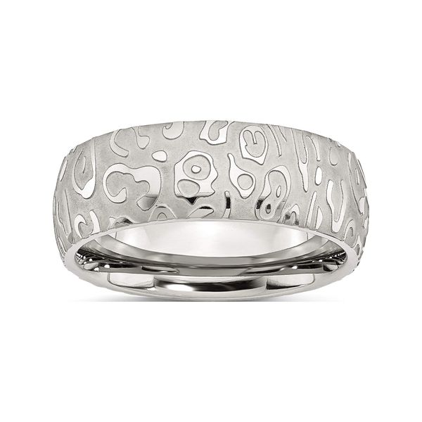 Chisel Stainless Steel Brushed & Polished Textured 8mm Band (Width=8)