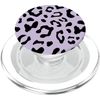 Black Leopard Cheetah Light Pastel Purple PopSockets MagSafe PopGrip for iPhone