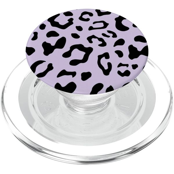Black Leopard Cheetah Light Pastel Purple PopSockets MagSafe PopGrip for iPhone