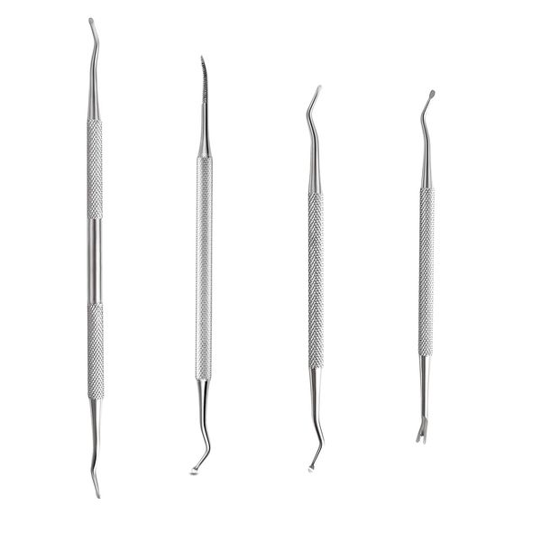 Nail Debris Remover, Nail Debris Removal, Intrusion Nail Tool, Stainless Steel, Nail Gaps, Garbage Remover, Hands, Fingers, Toes (Set of 4)