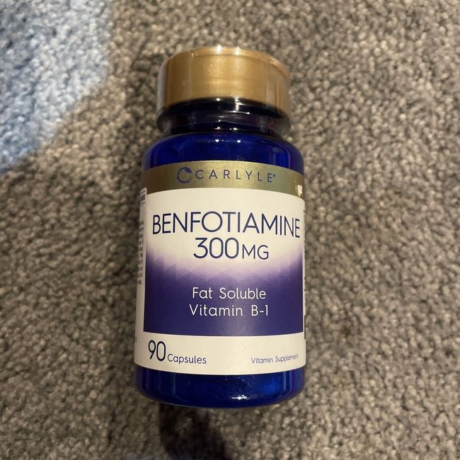 Benfotiamine 300mg 90 Capsules Vitamin B1 Non-GMO, Gluten Free Carlyle Exp 11/24