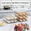Large Capacity Egg Holder For Refrigerator Auto Rolling Egg Container Organizer Tray Bins Stackable Fresh Storage Box For Fridge Plastic Clear(1 Layer)