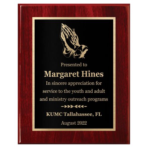 Personalized Religious Award 8x10, Customized Plaque for Church, Temple - Executive Series Mahogany Piano Wood Board, Modern Design - Customize Now - Engraving Included!
