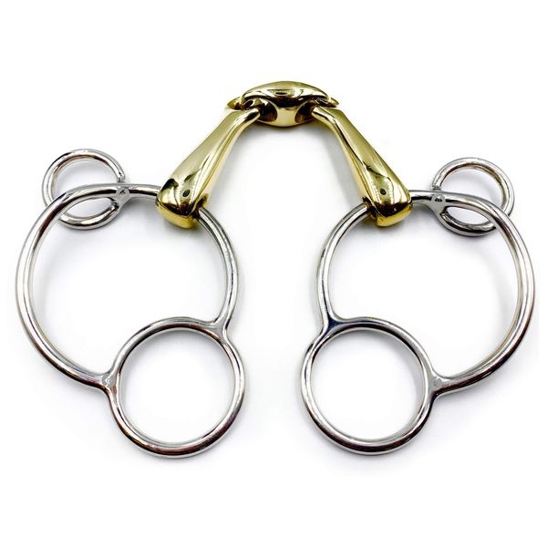 OTTE Double Joint Universal Horse Bit with Lozenge German Silver Snaffle (5")