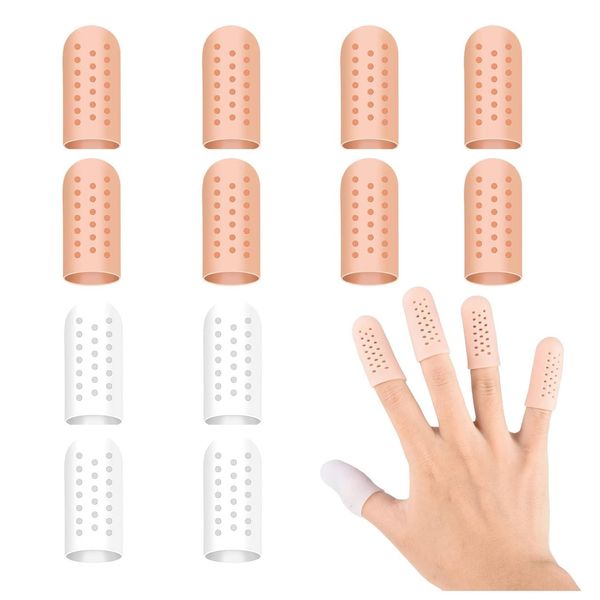 Silicone Finger Gloves,12 PCS Fingergloves Fingers Splints Fingersleeves Breathable Fingercots Fingerprotectors for Trigger Fingers Hand Eczema Fingercracking Finger Arthritis and More