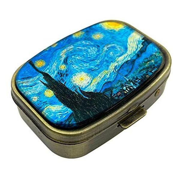 Starry Night Pill Case Portable Medicine Vitamin Organizer for Pocket or Purse