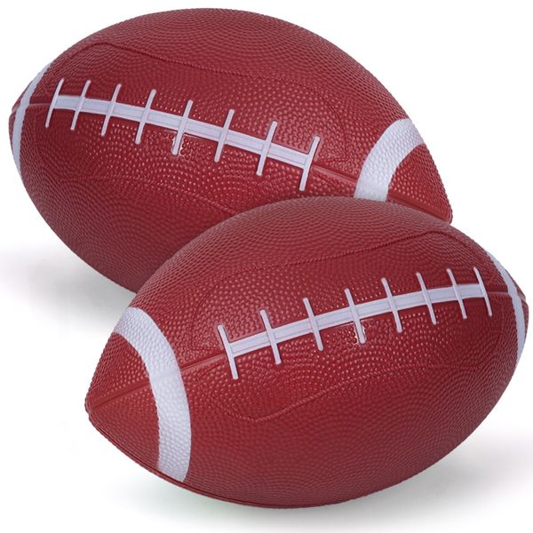 Shindel Inflatable Footballs, 8.5 Inches Rubber Footballs for Kids Adults Football Party Favors Beach Sports Fun Outdoor Toss Games, Birthday Party Decor, Brown 2 Pack