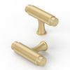 Furniware Cabinet Knobs - Pack of 10, Brass, Modern, Solid, Door & Cupboard Knobs, Single Hole Handles