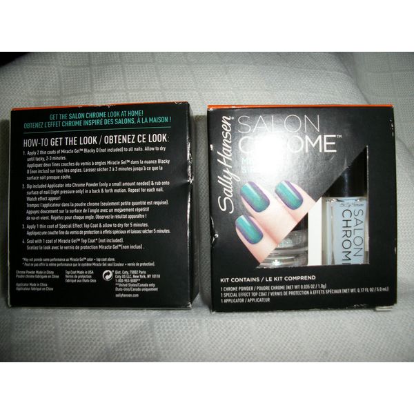 SALLY HANSEN SALON CHROME MERMAID KIT WITH CHROME POWDER TOP COAT & APPLICATOR