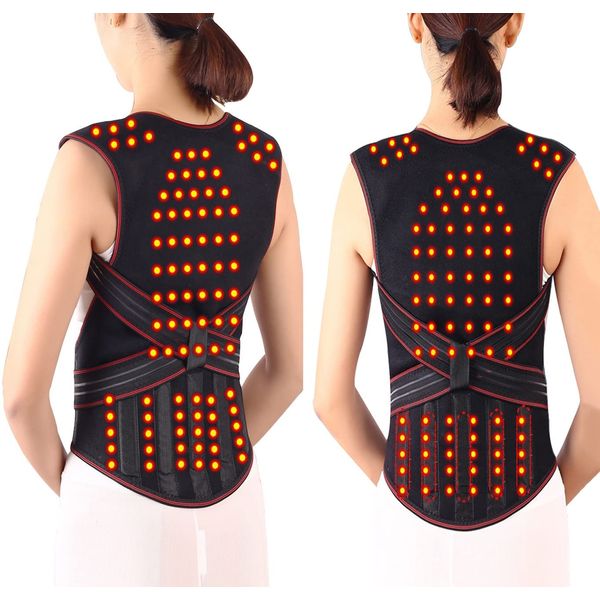 Tourmaline Self-heating 108PCS Magnetic Therapy Waist Back Shoulder Posture Corrector Spine Lumbar Brace Back Support Belt Pain Relief Lumbar Posture Correction