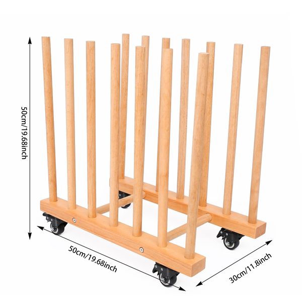 YIVIVEN Art Storage Rack with Wheels, Artwork Storage, Art Drying Rack, Art Canvas Storage, Drawing Board Storage Rack, Frame, Panel, Art Storage Organizer(11.8"x21.6"x19.5")