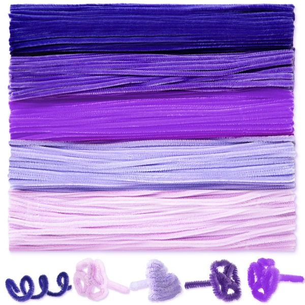 Peryiter 500 Pieces Pipe Cleaners Chenille Stems 12 Inch Craft Supplies Bulk for DIY Art and Craft Projects Creative Gift Wrapping Party Decorations(Purple)