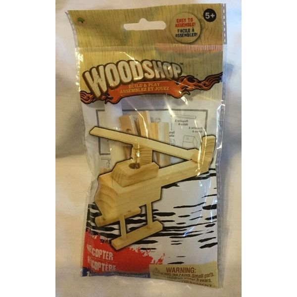 Woodshop Wood Craft Model Kit Set Helicopter Aircraft Kid Activity Toy NIB #D22