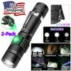 2- Pack Super-Bright LED Tactical Flashlight Zoomable With Rechargeable Battery