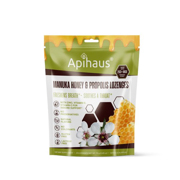 Manuka Honey and Propolis Lozenges  by Apihaus 20 pcs Eucalyptus Flavor