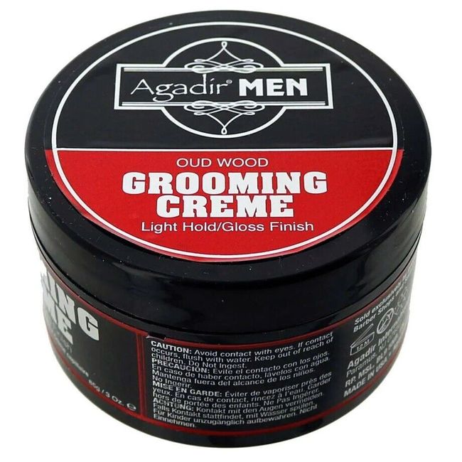 Agadir Men Grooming Crème Light Hold (Oud Wood), 3 oz