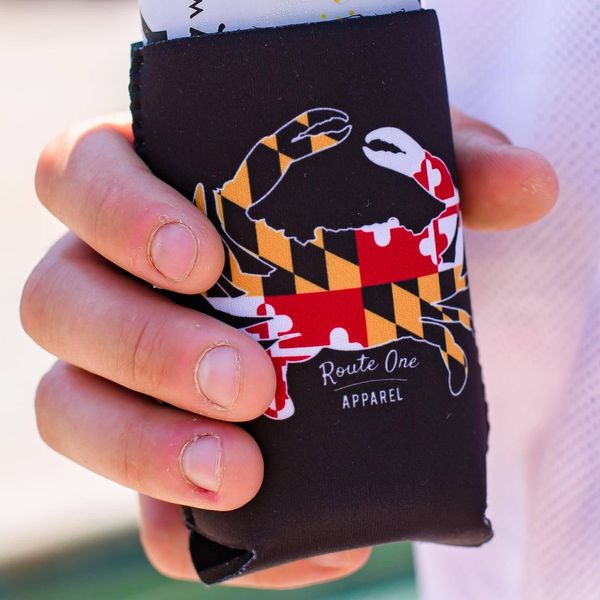 Maryland Full Flag Crab (Black) / Can Cooler - Black / 10/$6 Each