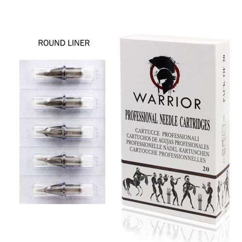 WARRIOR Cartucce e Aghi Tatuaggio Tattoo Needle Cartridge Acciaio Chirurgico Tubo in PVC Trucco Permanente Round Liner Monouso Pre Sterile Eo gas Nuova Confezione da 20 pz (NEW 1003RL)
