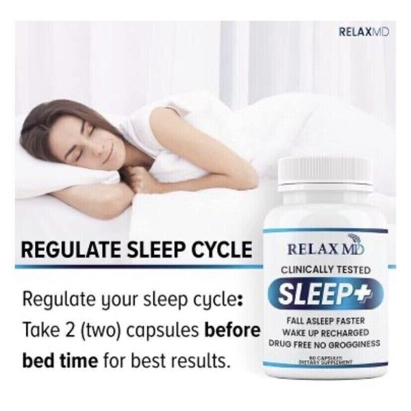 Relax MD NATURAL SLEEP AID Vegan Supplement Non-Habit Forming 30-day Supply 6/25