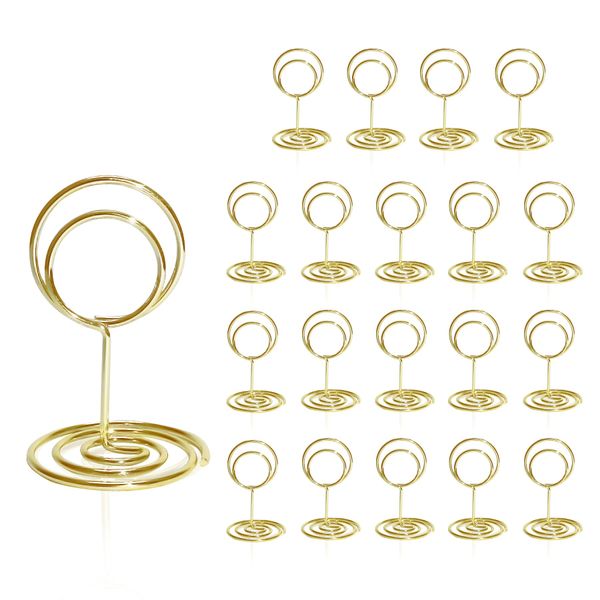 HomWanna Table Number Holders 20Pcs - 2 Inch Mini Place Card Holder Short Table Number Stands for Wedding Party Graduation Reception Restaurant Home Centerpiece Decorations Office Memo (Gold)