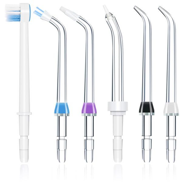 Flosser Replacement Tips for Waterpik Water Flosser, Water Flossers for Teeth Cordless Refill Replacement Heads Compatible with Waterpik Oral Irrigator, 6 Packs