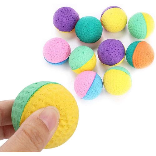 Bepets 12PCS Foam Balls for Cats, Colorful Rainbow Ball Cat Toy Sponge Ball Cat Toy Ball Soft Pet Ball Toy for Cat Puppy Kitty