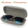 Vemiss Hard Shell Eyeglasses Case Linen Fabrics Large Sunglasses Case Concise (Large, Gray+Gray)