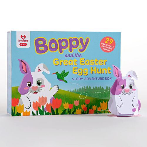 Lovepop Boppy and the Great Easter Egg Hunt Adventure Box - Easter Gift Basket Advent Calendar for Kids – 29 Mini Pop-Up Characters, 6.45" x 4.84" x 2.2", Easter Basket Stuffer
