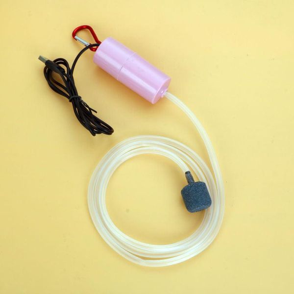 Portable Usb Aquarium Oxygen Air Pump - Silent And Energy Efficient Fish Tank Accessory - Pink