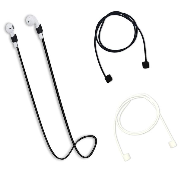 2pcs Magnetic Anti-Lost Straps, Sport Earbud Lanyard Strap Soft Silicone Anti-Lost Straps Compatible with AirPods Pro/3/2/1,Neck Rope Cord for Running,Fitness,dancing(Black+white)