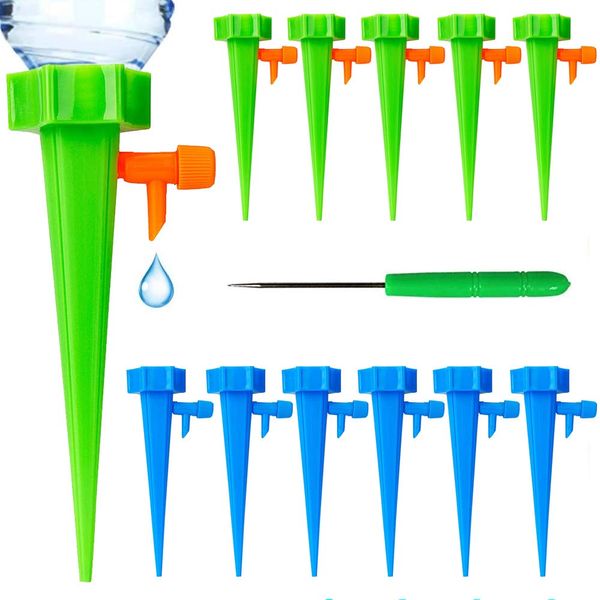 CENRONG Plant Watering Devices，12 Pcs Automatic plant waterer Plant self watering spikes system with Water control valve，for Outdoor Indoor Flower Vegetables