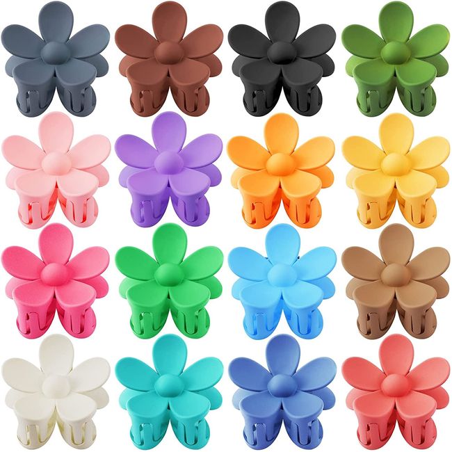 EOGRFW 16 Stück Blumen Haarspangen,Groß Blumen Haarklammer,Haarkralle Blütenblatt,Flower Hair Clips,Rutschfest Haarspange Blume,Haarklammern Blumen für Frauen Mädchen,16 Farben